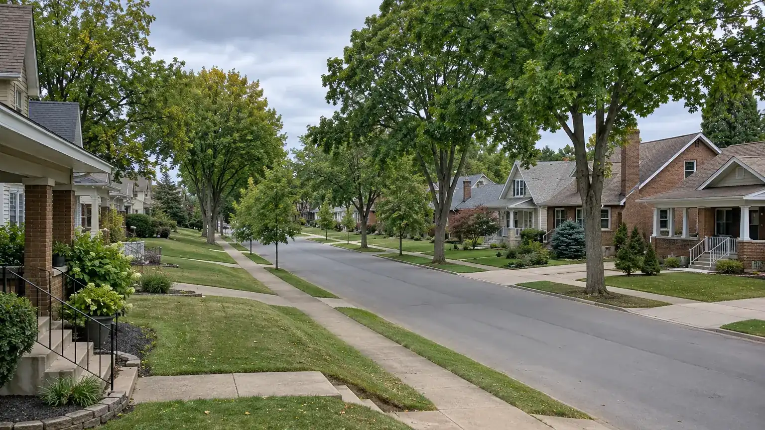 Typical neighborhood street in the Toledo area